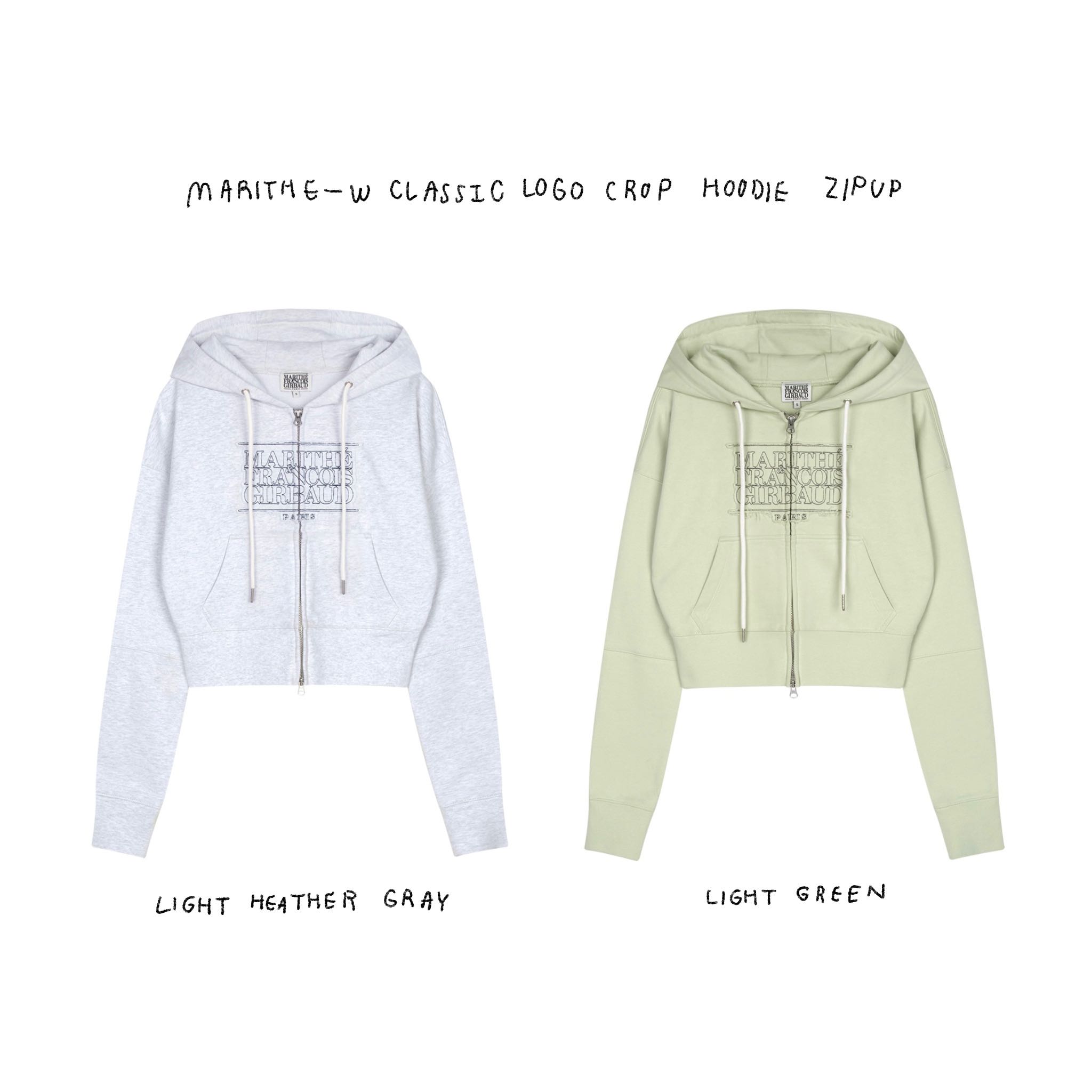 MARITHE CLASSIC LOGO CROP HOODIE ZIPUP　M