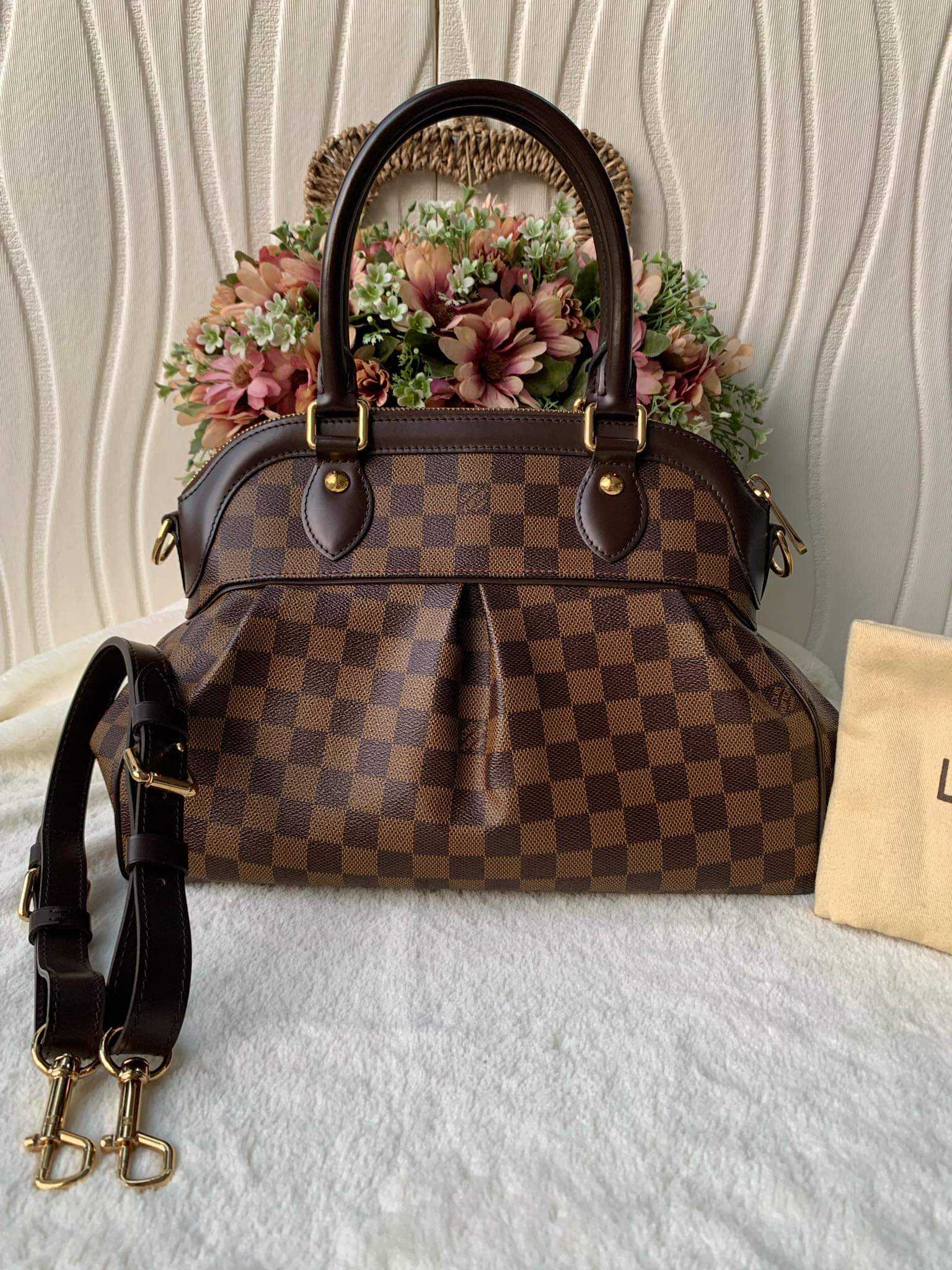 LOUIS VUITTON Trevi GM Damier Ebene 2way Shoulder Bag Brown