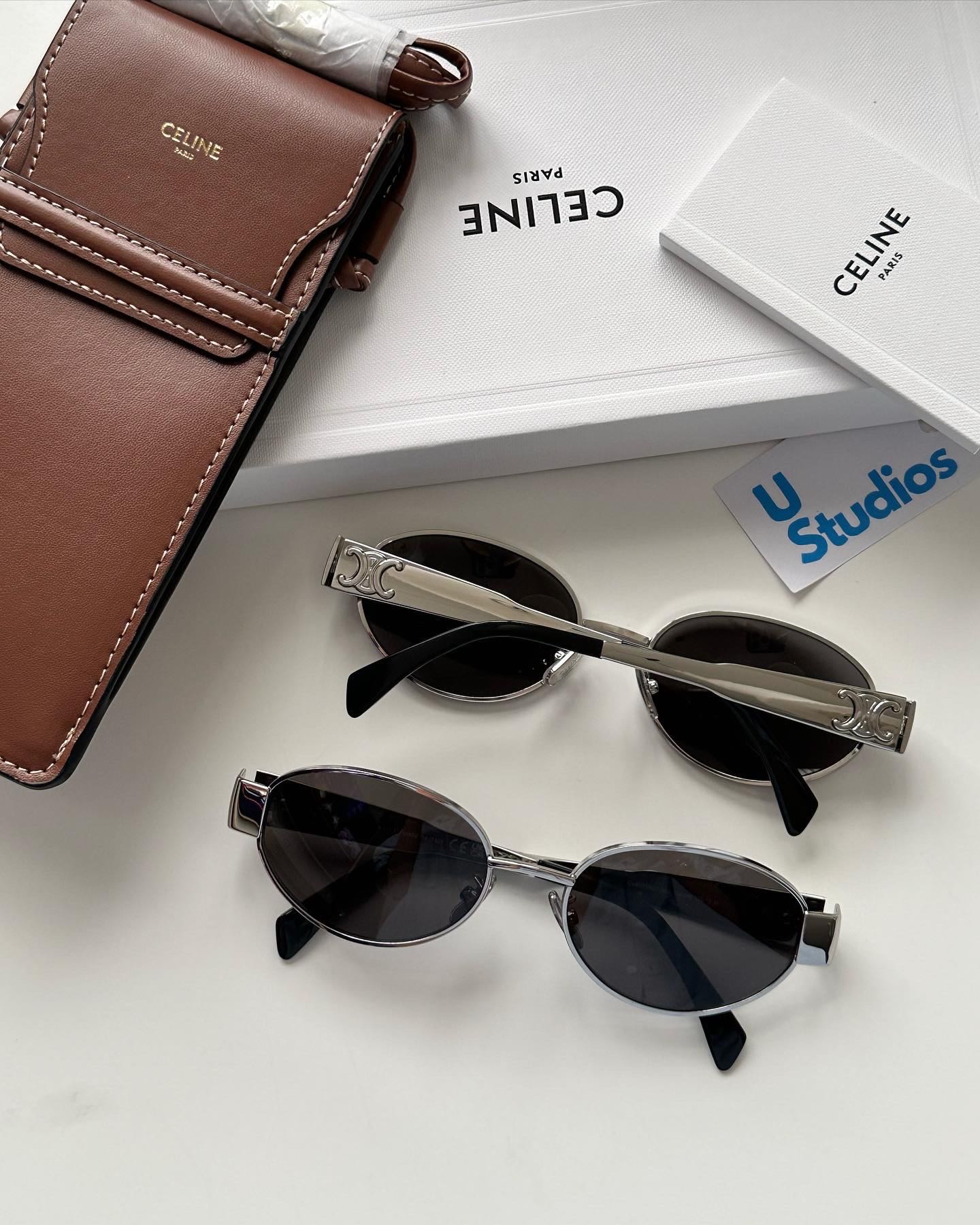 Celine Triomphe metal 01 sunglasses Silver LINE SHOPPING