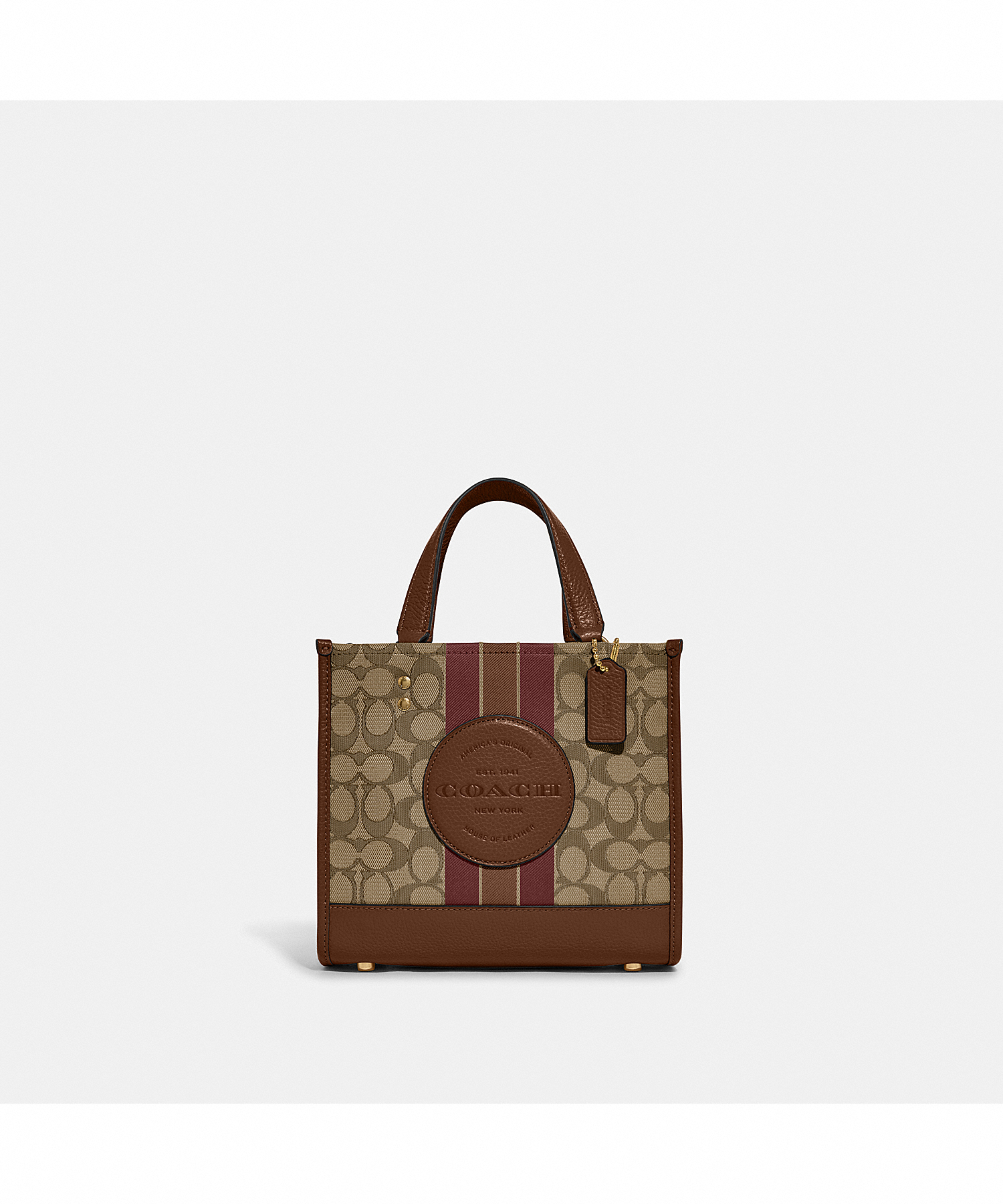 COACH DEMPSEY TOTE 22 IN SIGNATURE JACQUARD WITH STRIPE AND COACH PATCH ...