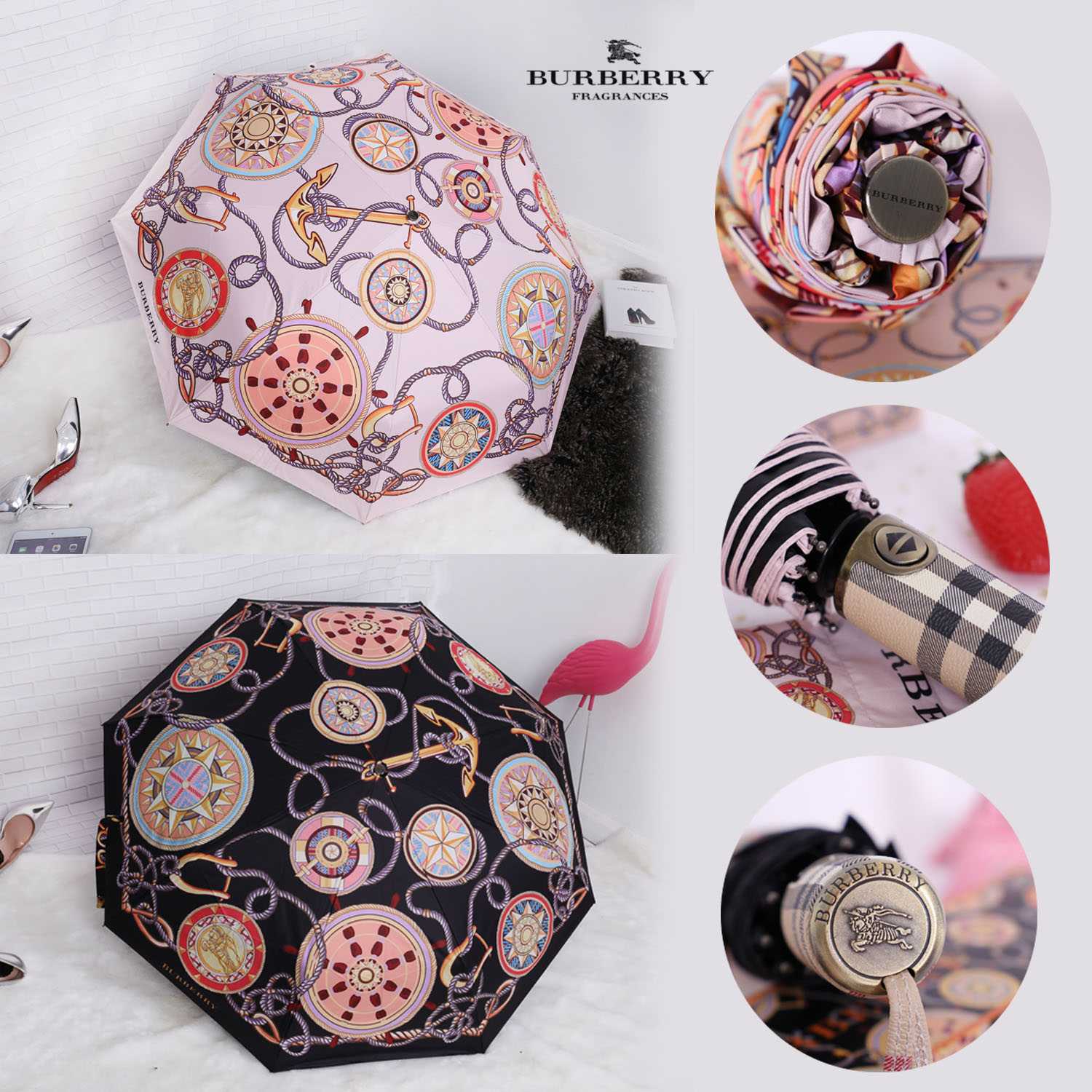 Burberry umbrella pink hotsell