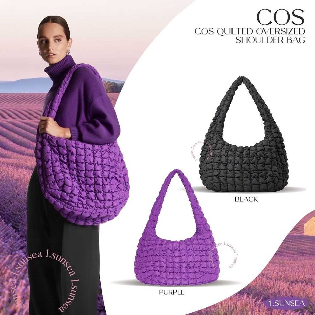 COS Quilted Oversized Shoulder Bag Black LINE SHOPPING