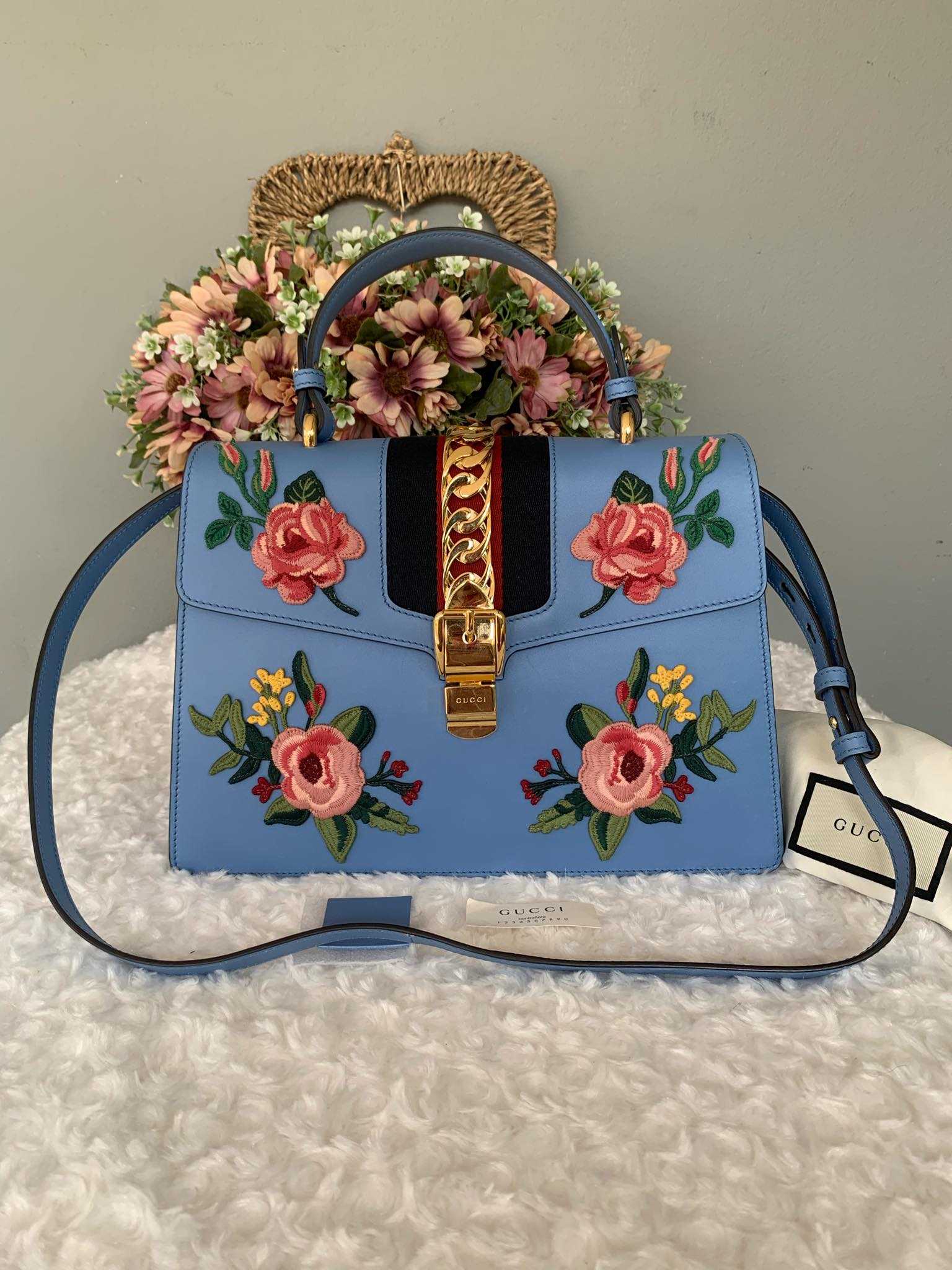 Gucci blue sales floral bag