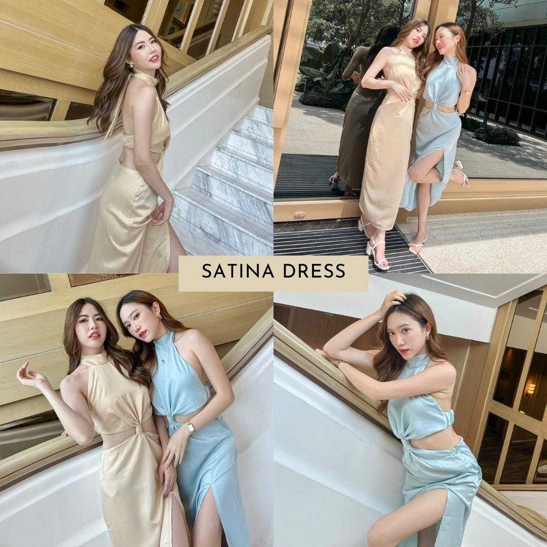 SATINA Dress (2 สี Mint, Custard Gold)