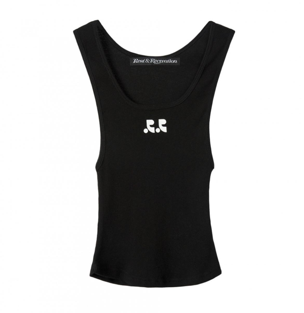 [PRE-ORDER] REST&RECREATION RR LOGO SHORT TANK TOP BLACK | LINE SHOPPING