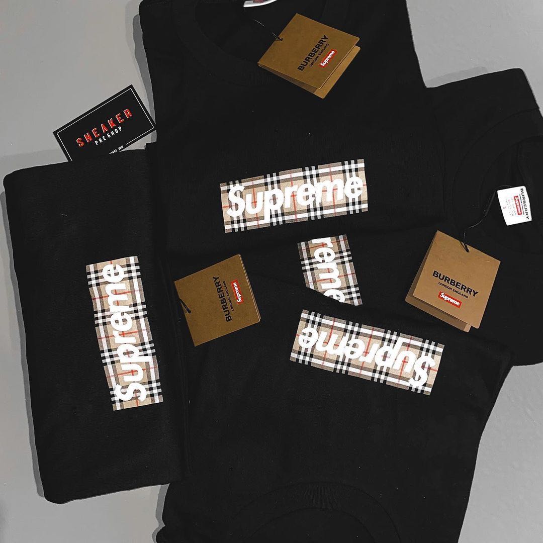 Supreme x Burberry Box Logo Tee Black | LINE SHOPPING