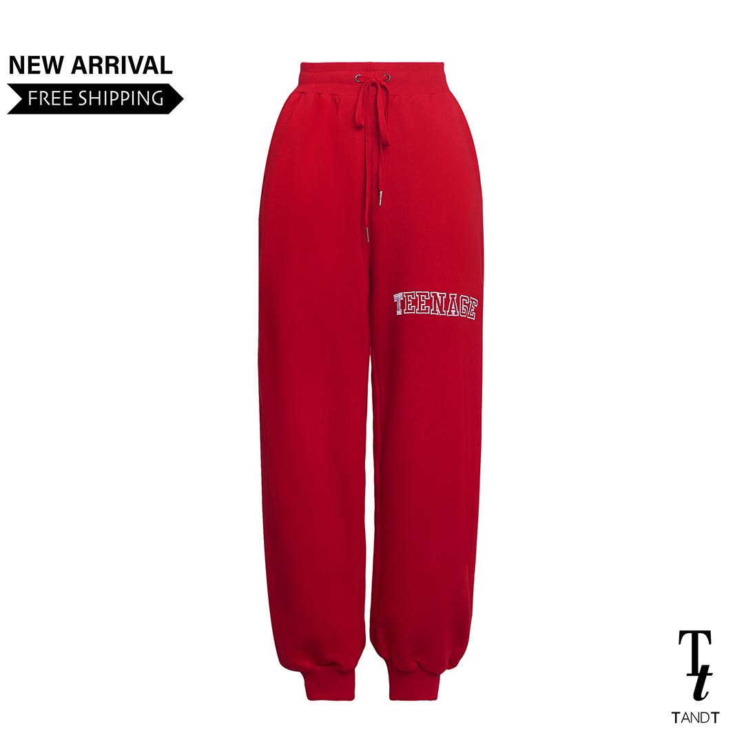 TEENIE RED Pants TEENAGE EMBELLISHED TRACK PANTS LINE SHOPPING