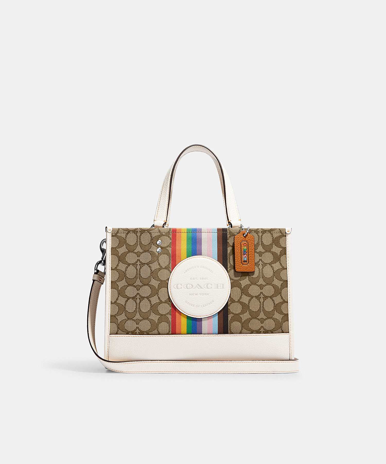 COACH DEMPSEY CARRYALL IN SIGNATURE JACQUARD WITH RAINBOW STRIPE