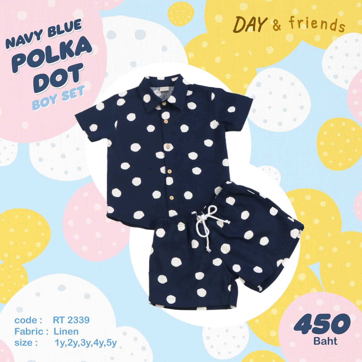 Navy Blue Polka Dot Set | LINE SHOPPING