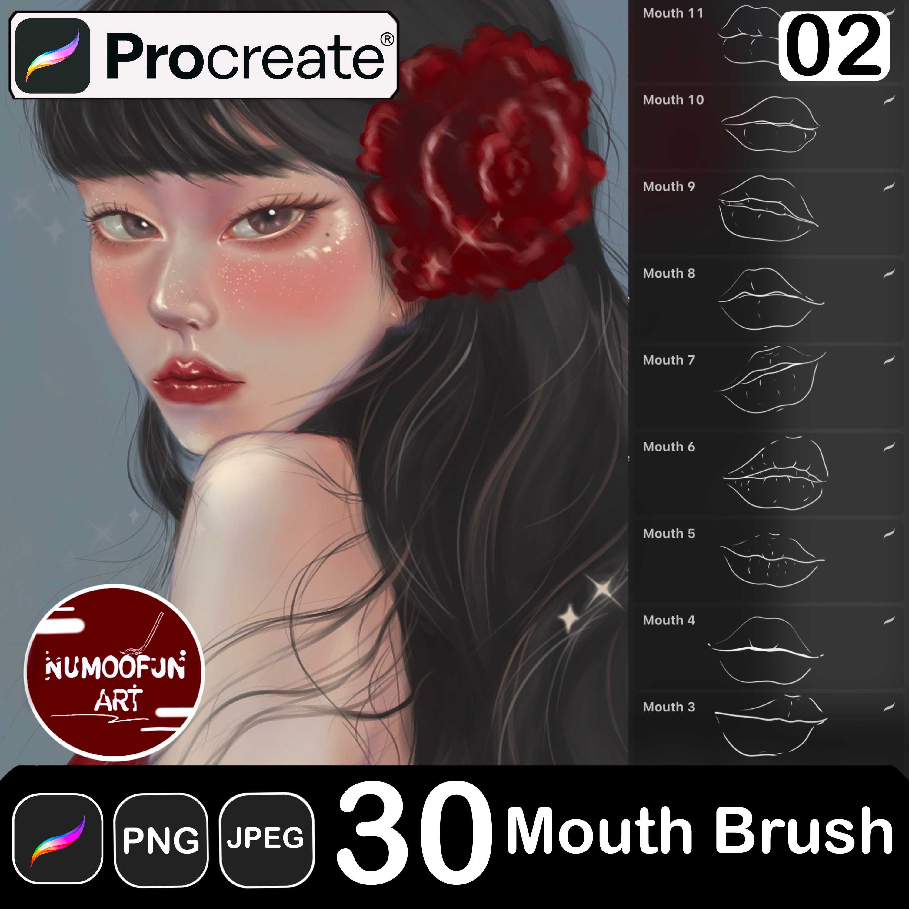 30 Mouth Brush Brushes for Procreate LINE SHOPPING