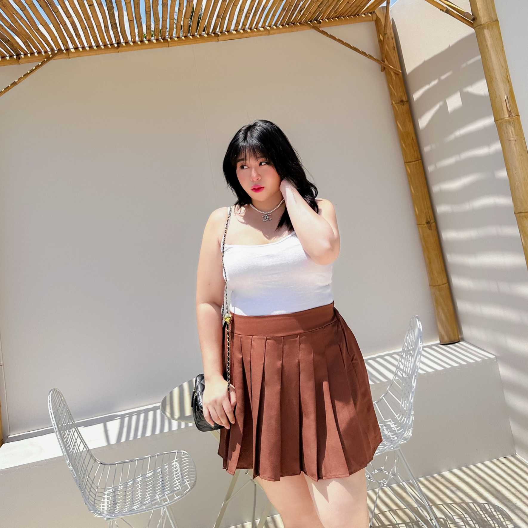 brown tennis skirt outfit