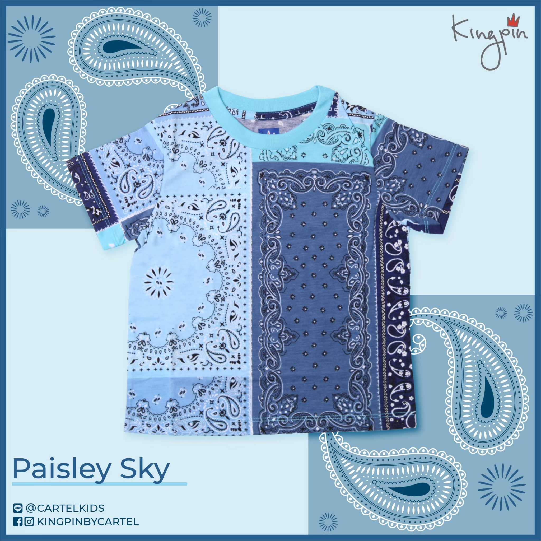 KINGPIN Paisley Sky T-shirt l เสื้อยืดสีฟ้าน่ารัก