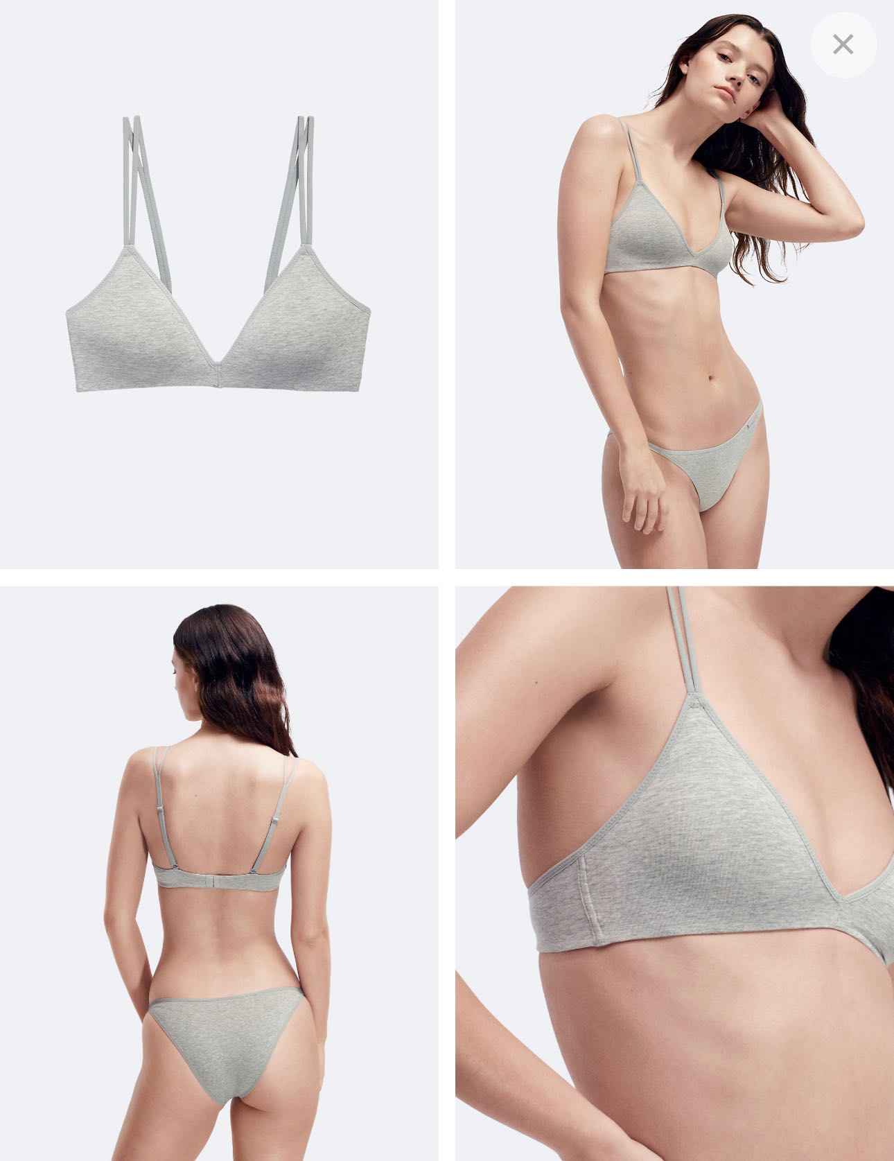 Modern Cotton Lightly Lined Triangle Bralette + Thong