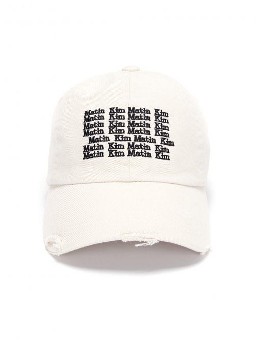 พร้อมส่ง) Matin kim หมวก Lettering washed ball cap - ivory | LINE