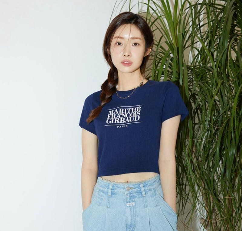 ★MARITHE★W CLASSIC LOGO CROP NAVI color