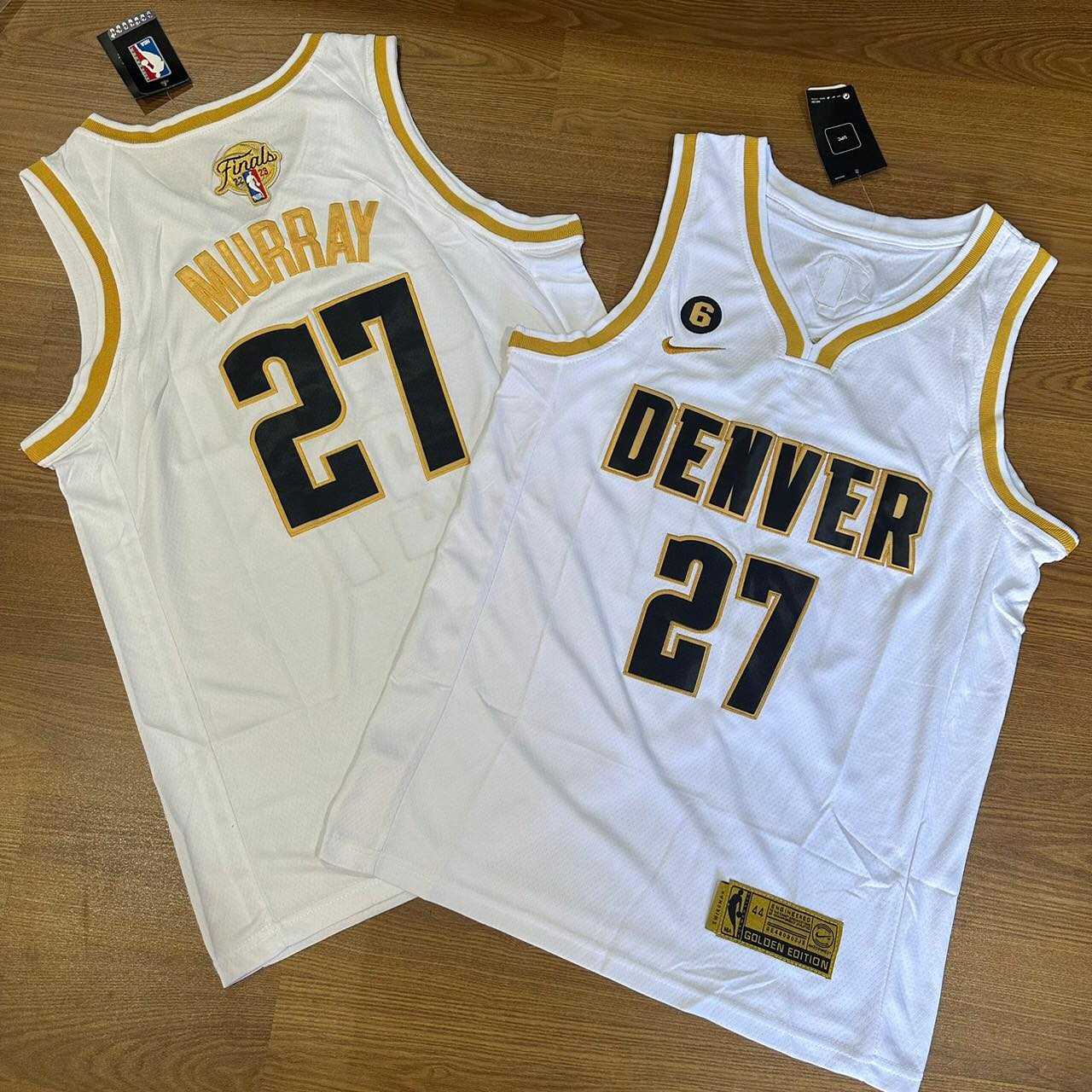 Denver Nuggets 27 Jamal Murray Nike NBA Final White Gold Jersey