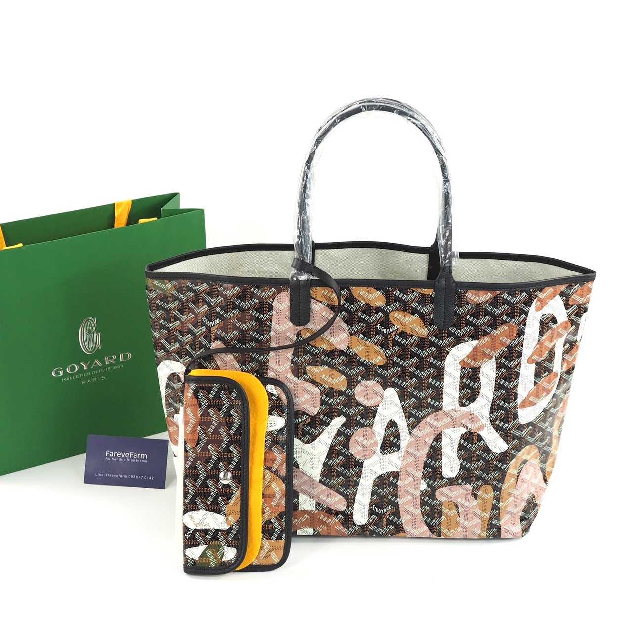Goyard St Louis PM Tote Bag Lettres Camouflage (Black & Pink) Size One Size