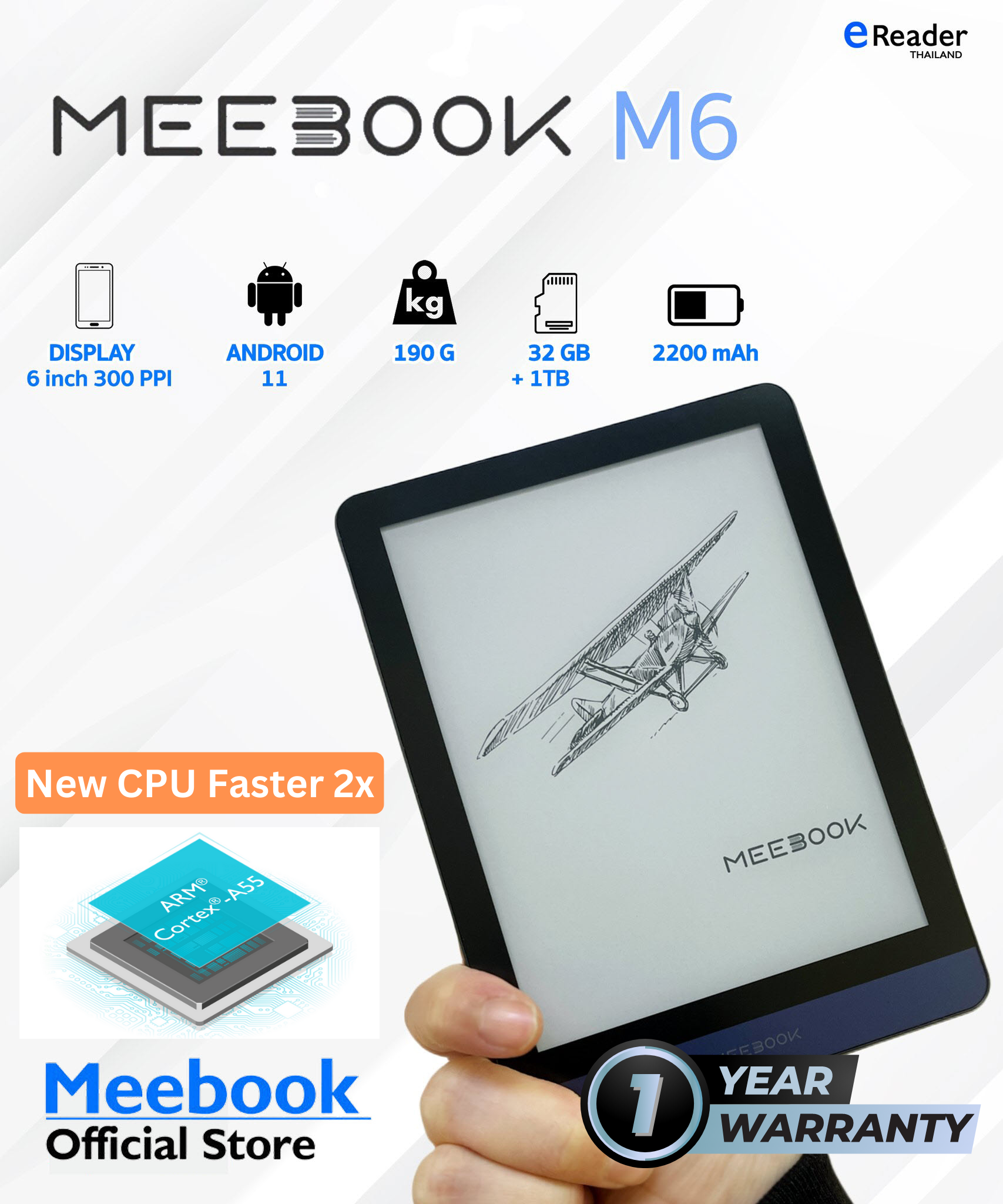 Meebook M6 eBook Reader 2023 Edition New 6 Eink (Android 11 / Micro