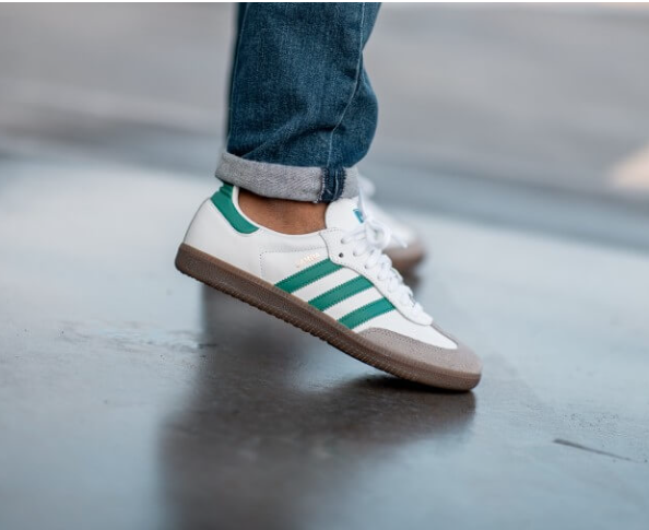 Adidas samba white green deals