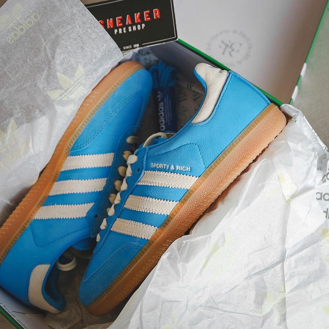 Adidas Samba OG x SPORTY & RICH Blue Rush Cream White | LINE SHOPPING
