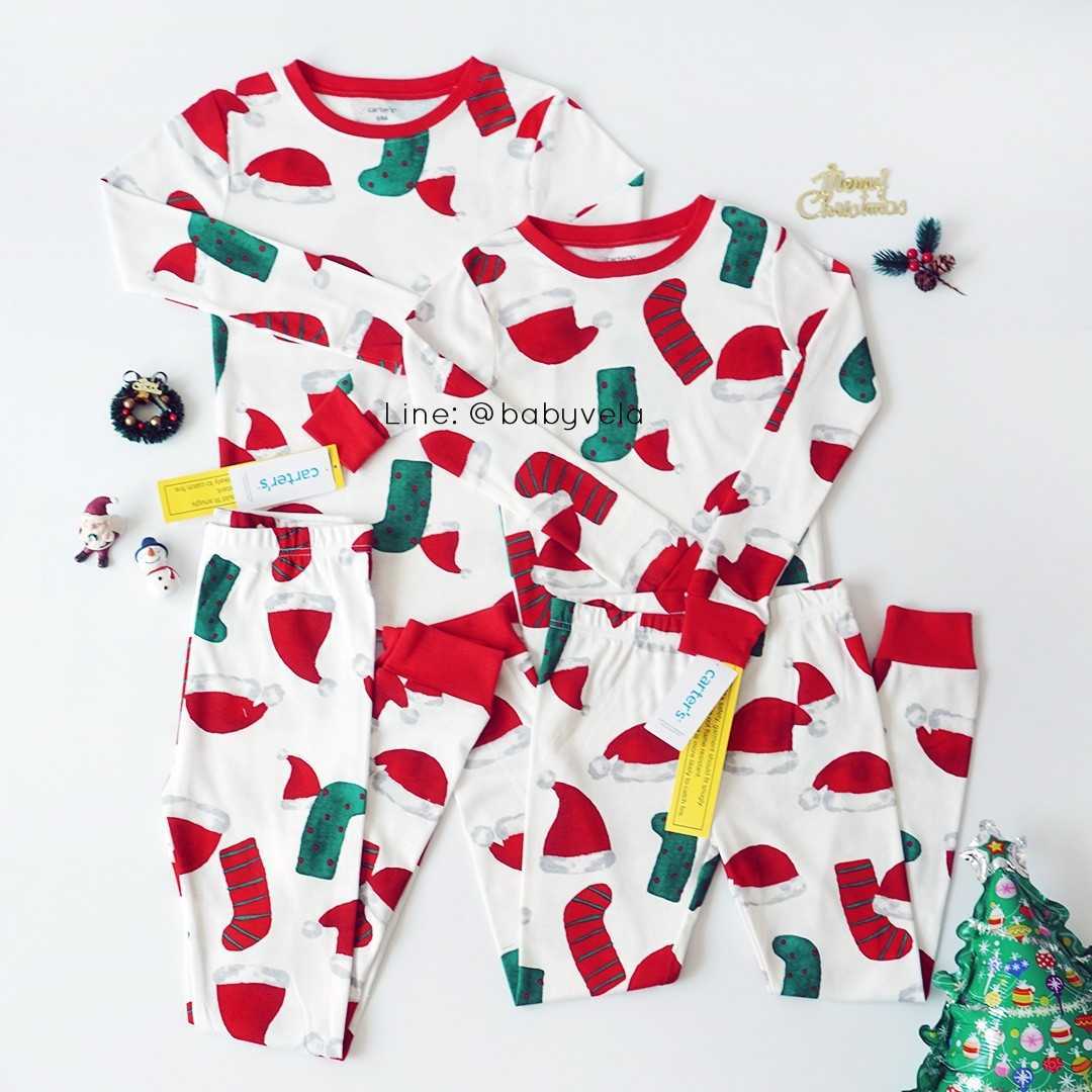 Carter s 2 Piece Santa 100 Snug Fit Cotton PJs White Red LINE