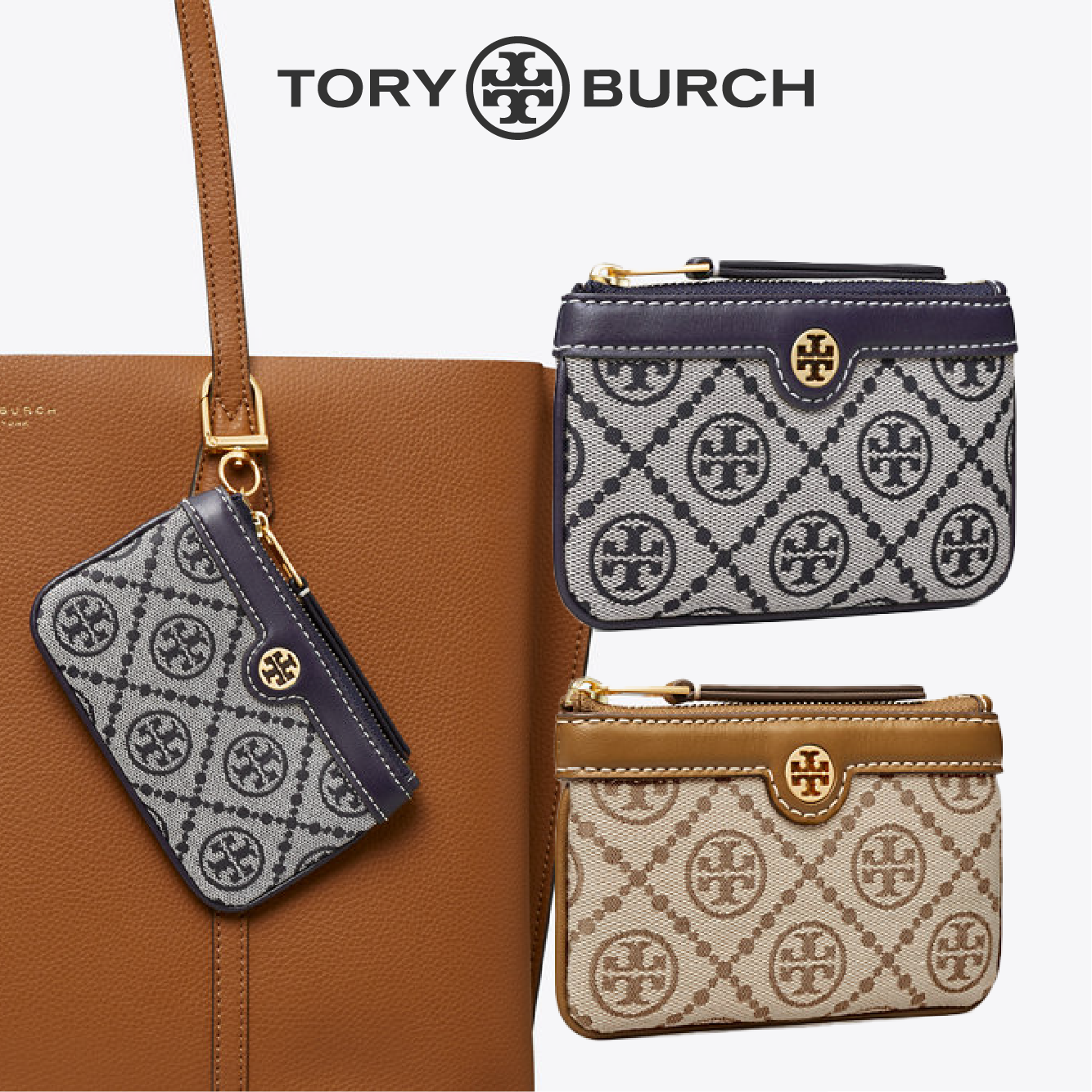 TORY BURCH T MONOGRAM CARD CASE KEY RING | LINE SHOPPING