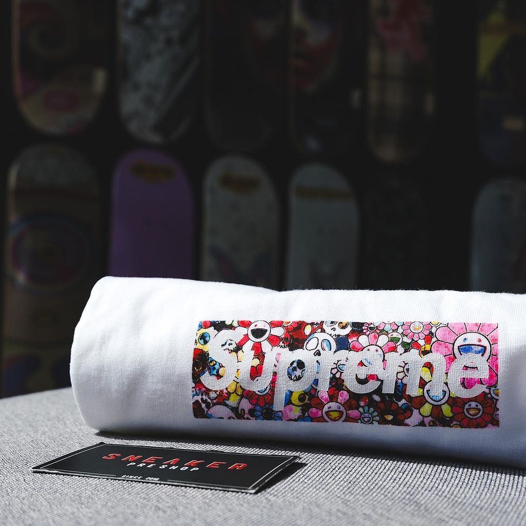 Supreme x Murakami Covid 19 Relief Box Logo Tee White LINE SHOPPING