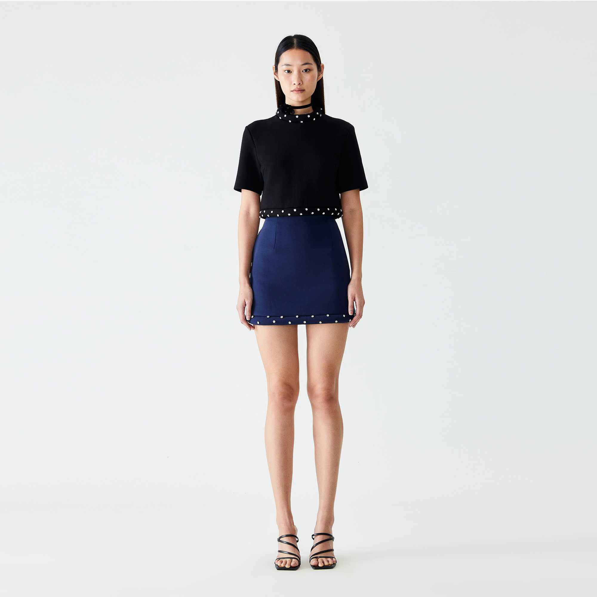 Crystal embellished Mini Skirt LINE SHOPPING