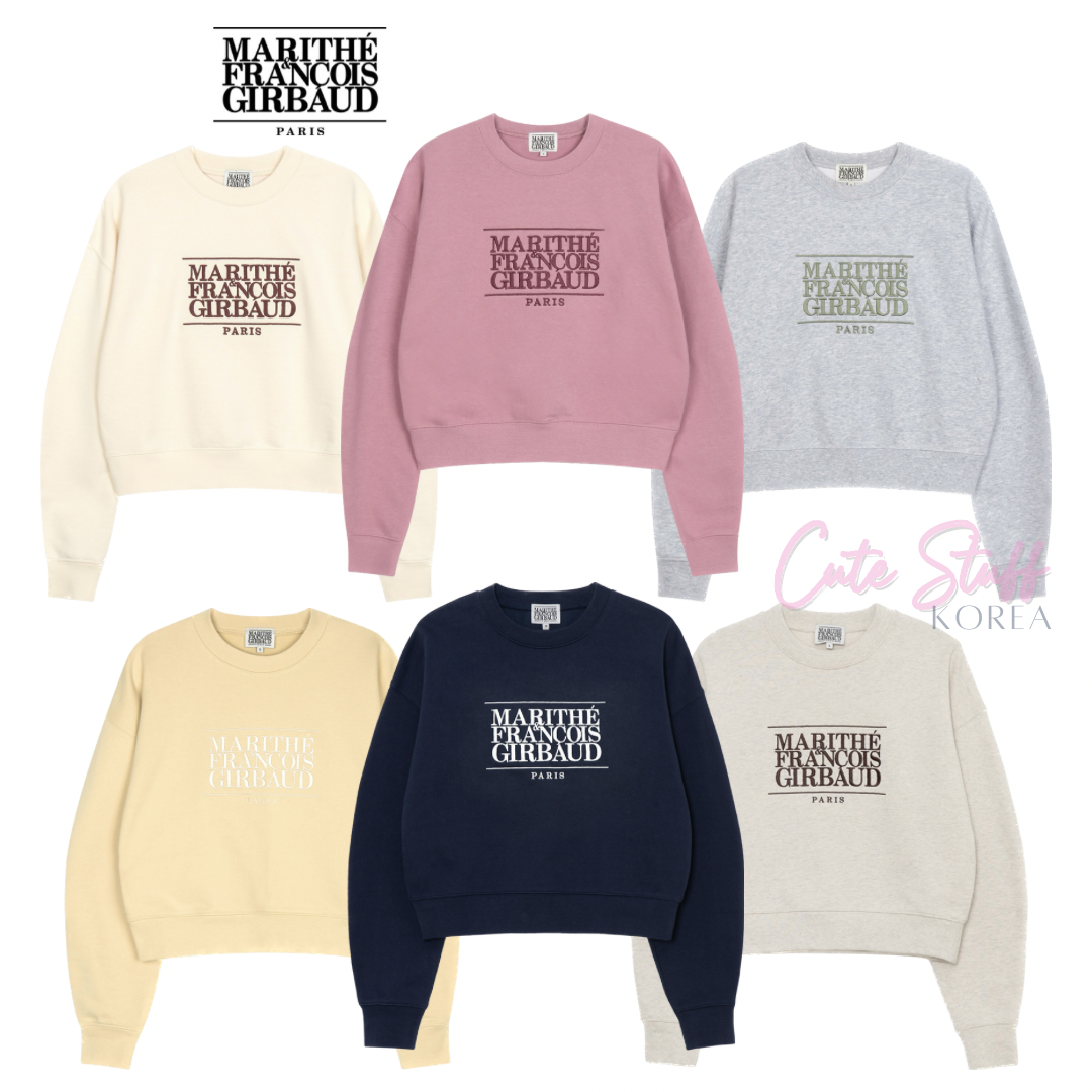 พรีออเดอร์ Marithe W classic logo crop sweatshirt | LINE SHOPPING