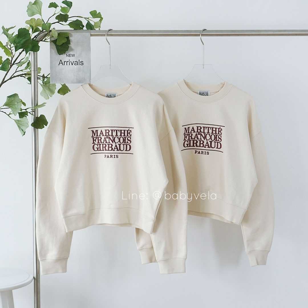 Marithe W Classic Logo Crop Sweatshirt (Ivory) | LINE SHOPPING