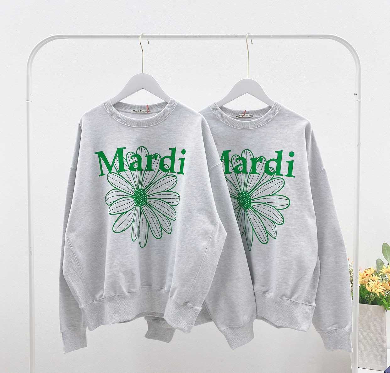 Mardi Flower Sweatshirt Heather Green | LINE SHOPPING