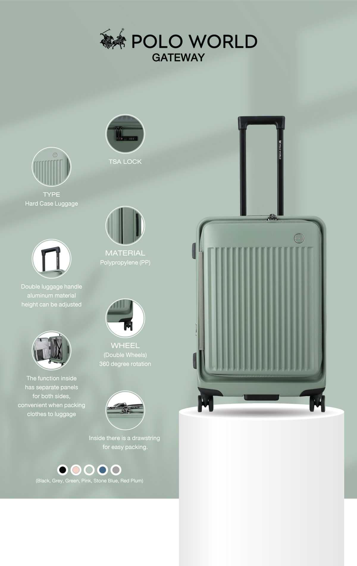 POLO WORLD PW901 Gateway Wheeled Hardside Luggage