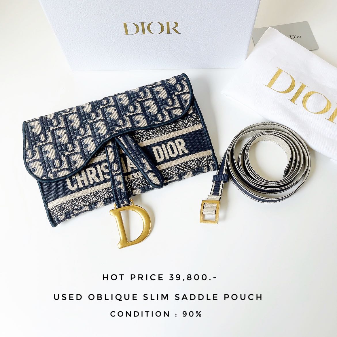 Used Dior Oblique Slim Saddle