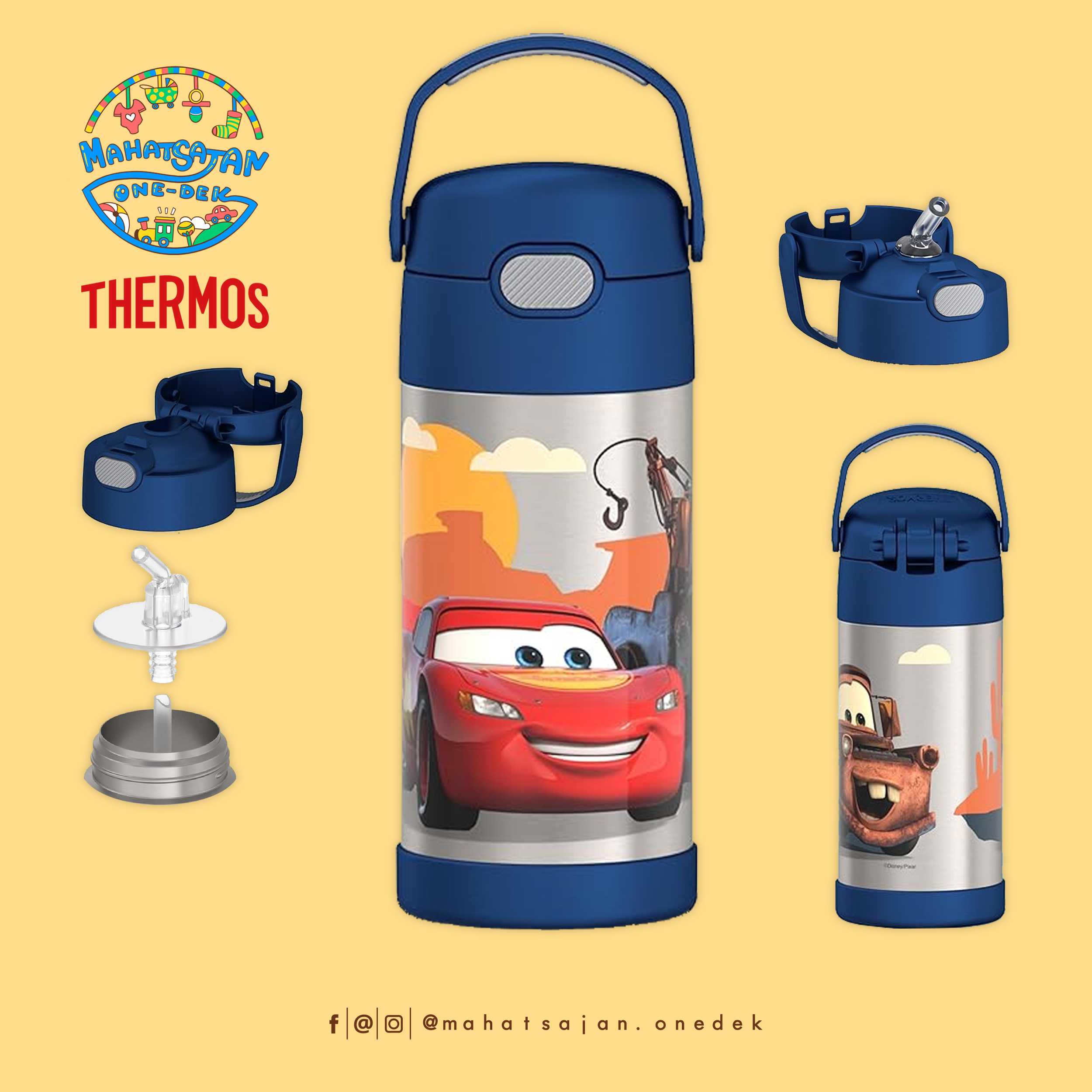 Cars Thermos Vacuum Insulated Stainless Steel 12 Oz Funtainer กระติกดูด