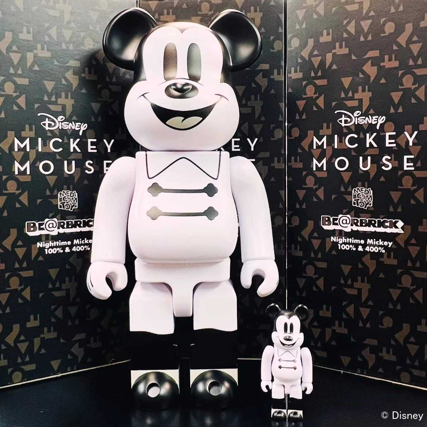 Bearbrick Mickey Mouse (Vintage Bamp;W Ver.) 100% amp; 400% Set Black