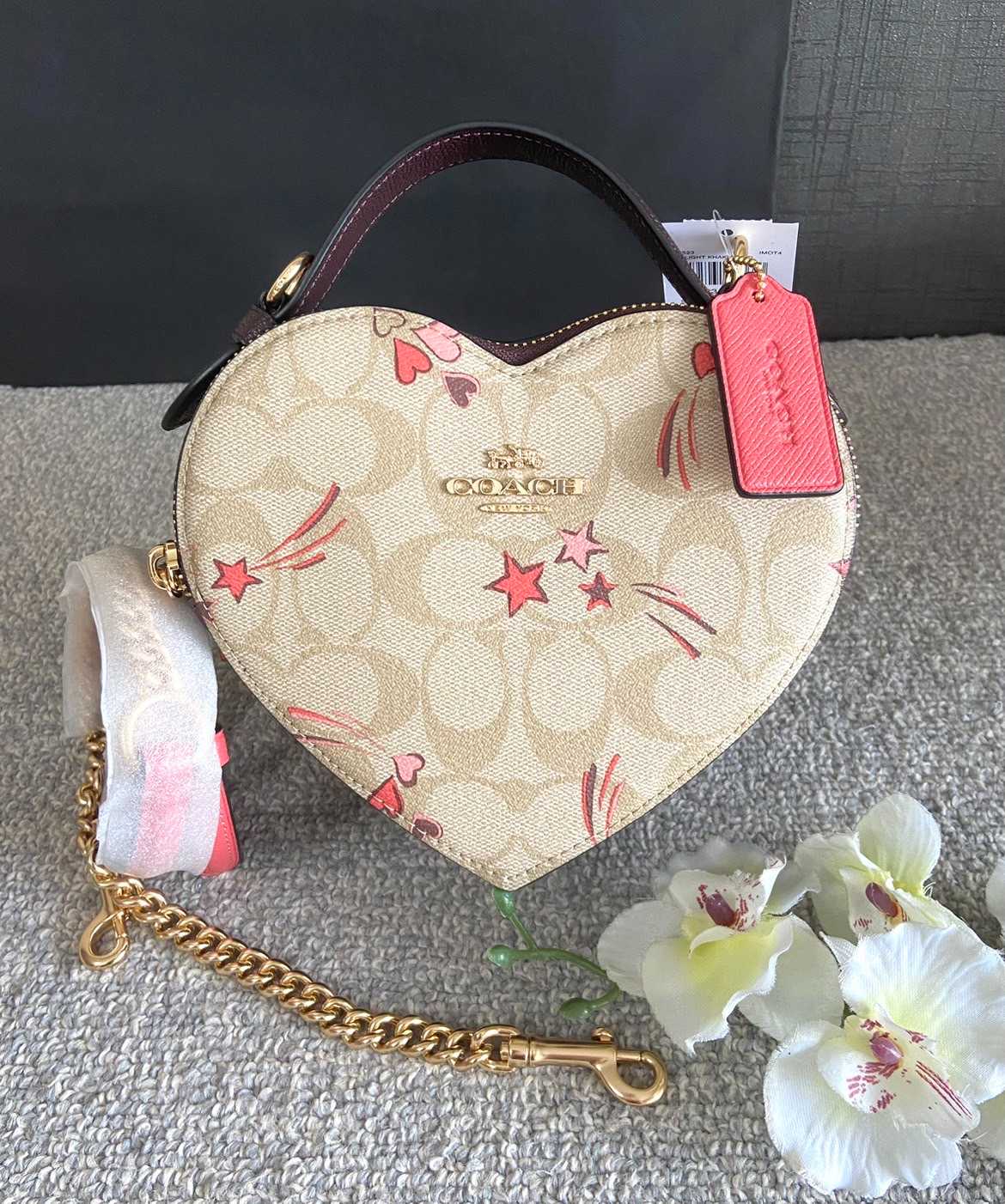 Coach Heart Crossbody in Signature Canvas with Heart and Star Print