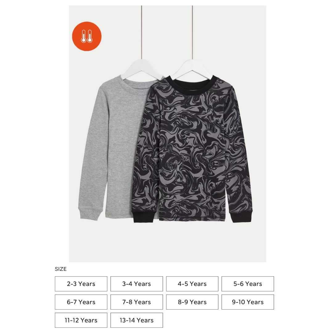 Marks Spencer Heatgen Thermal Marble Print Tops Pack of 2