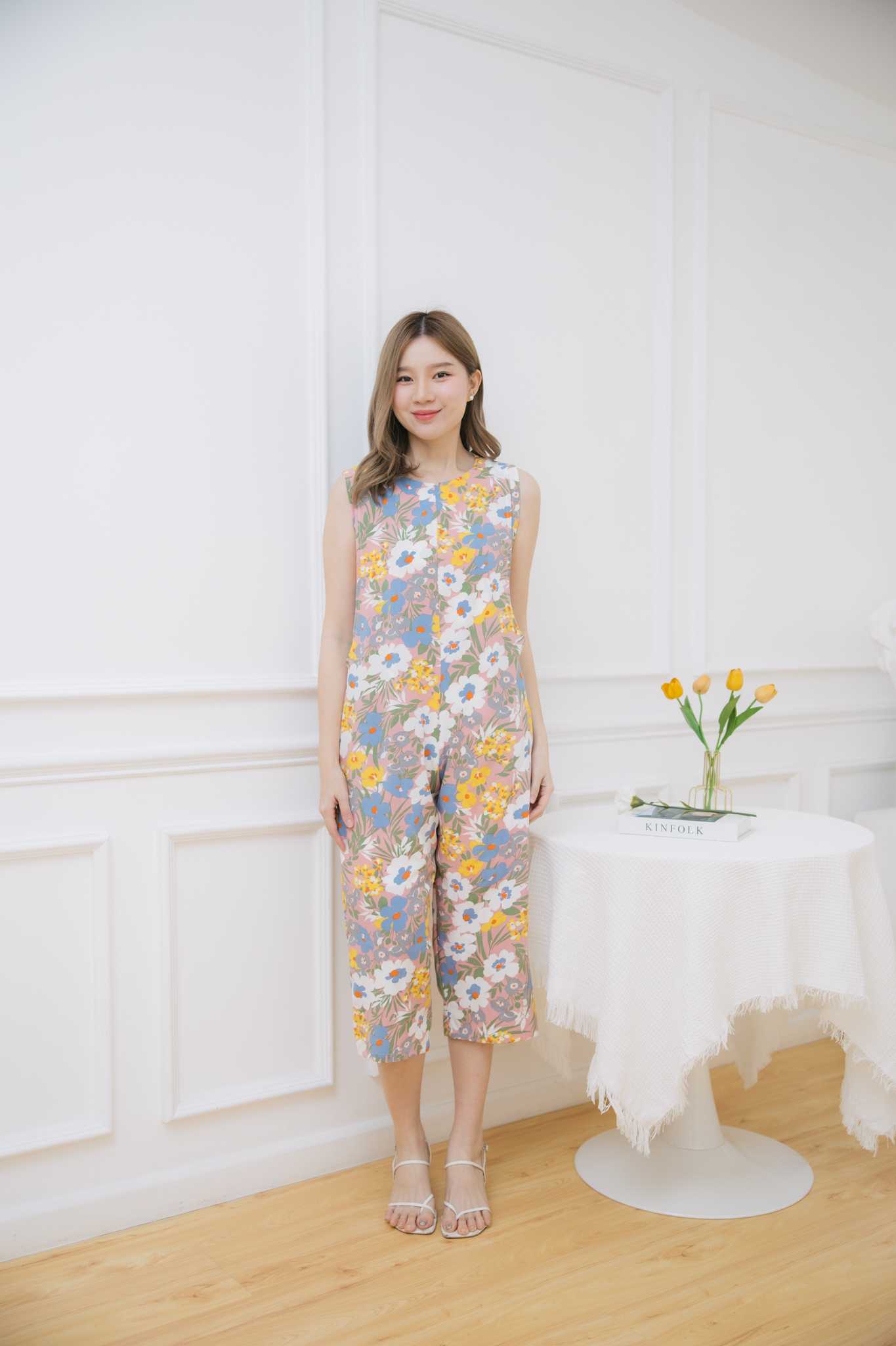 Pastel floral jumpsuit clearance