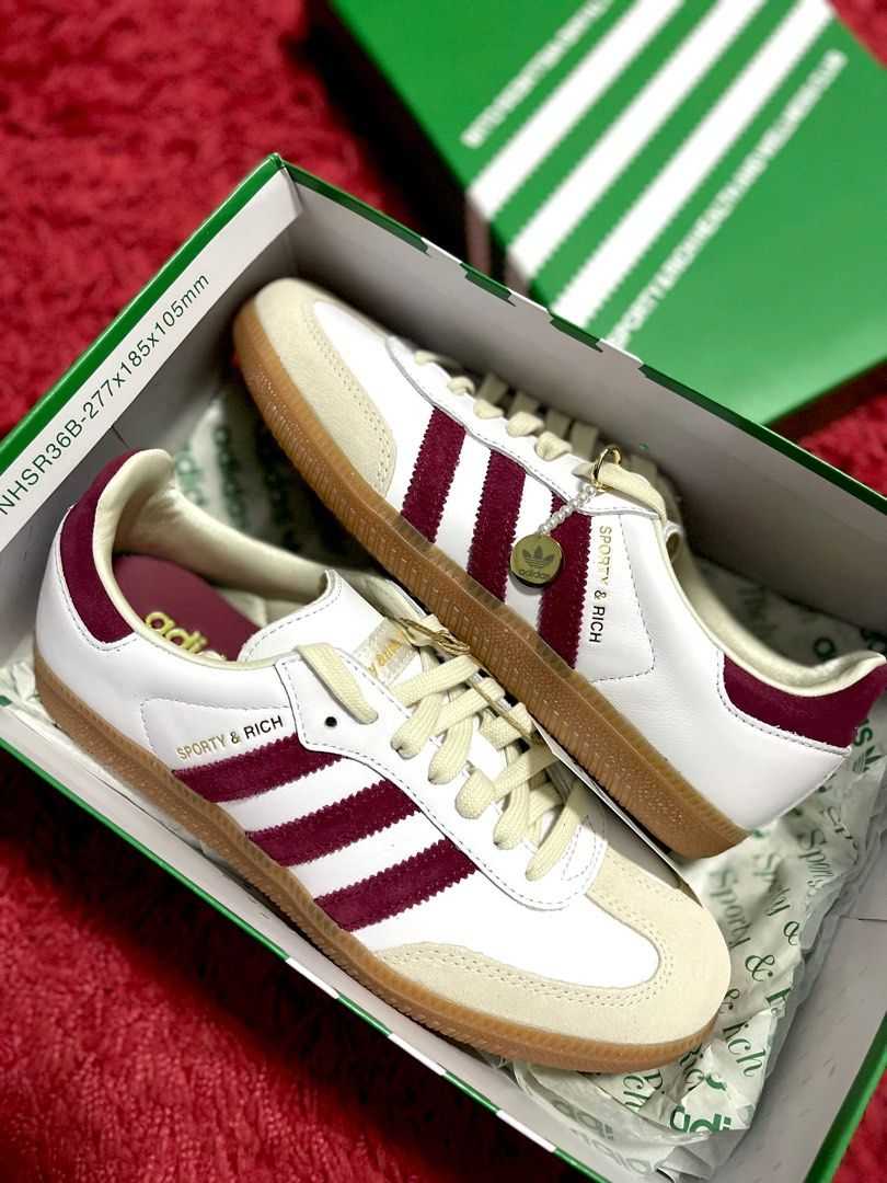Adidas samba x Sporty and Rich White Burgundy LINE SHOPPING