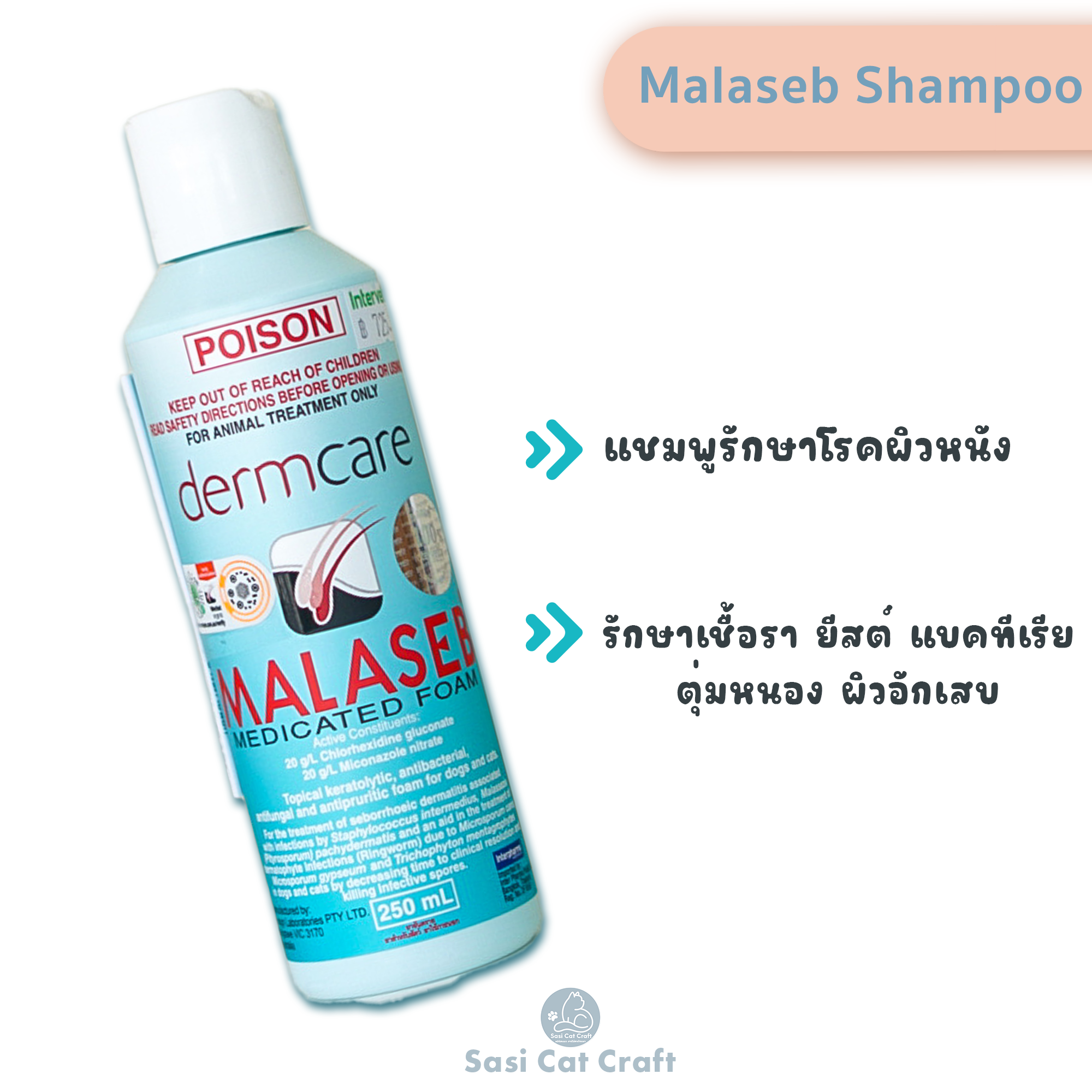 Malaseb Shampoo แชมพูยารักษาโรคผิวหนังในแมว LINE SHOPPING
