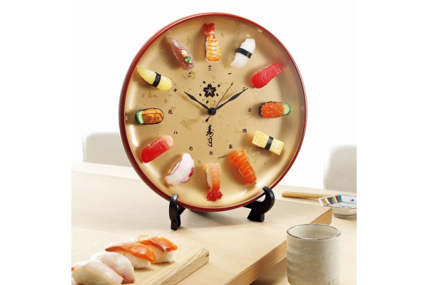 寿司時計 掛け時計 食品サンプル 寿司 寿司桶 日本土産-