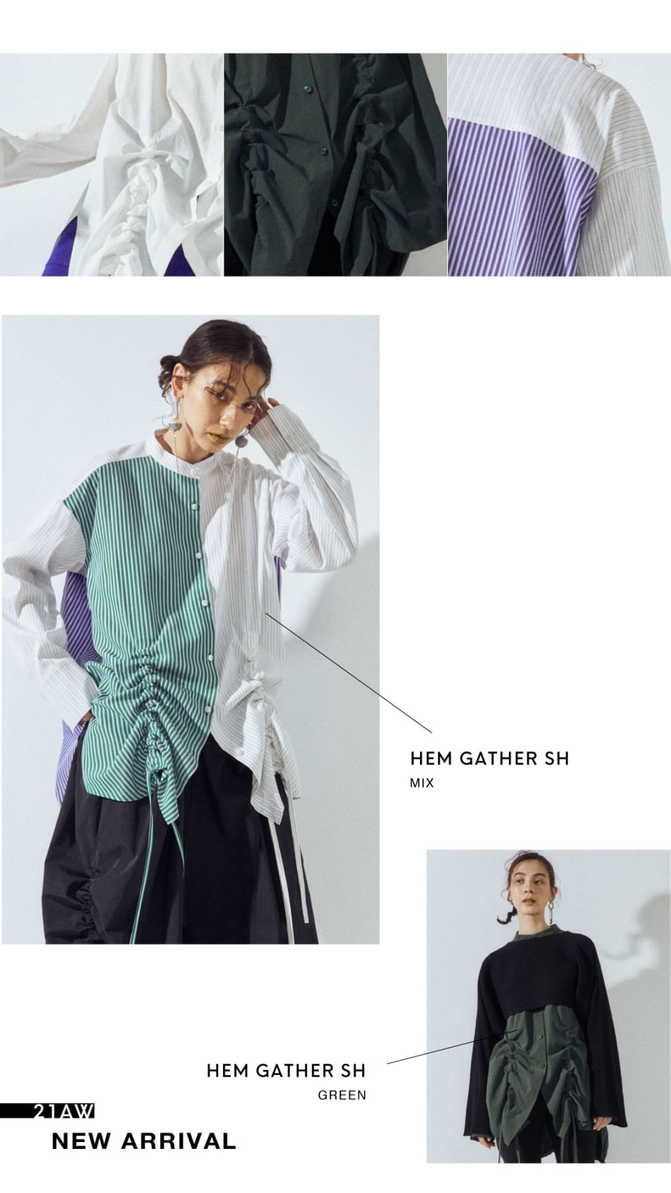 値下げ】UN3D. HEM GATHER SHIRTS (MIX)-