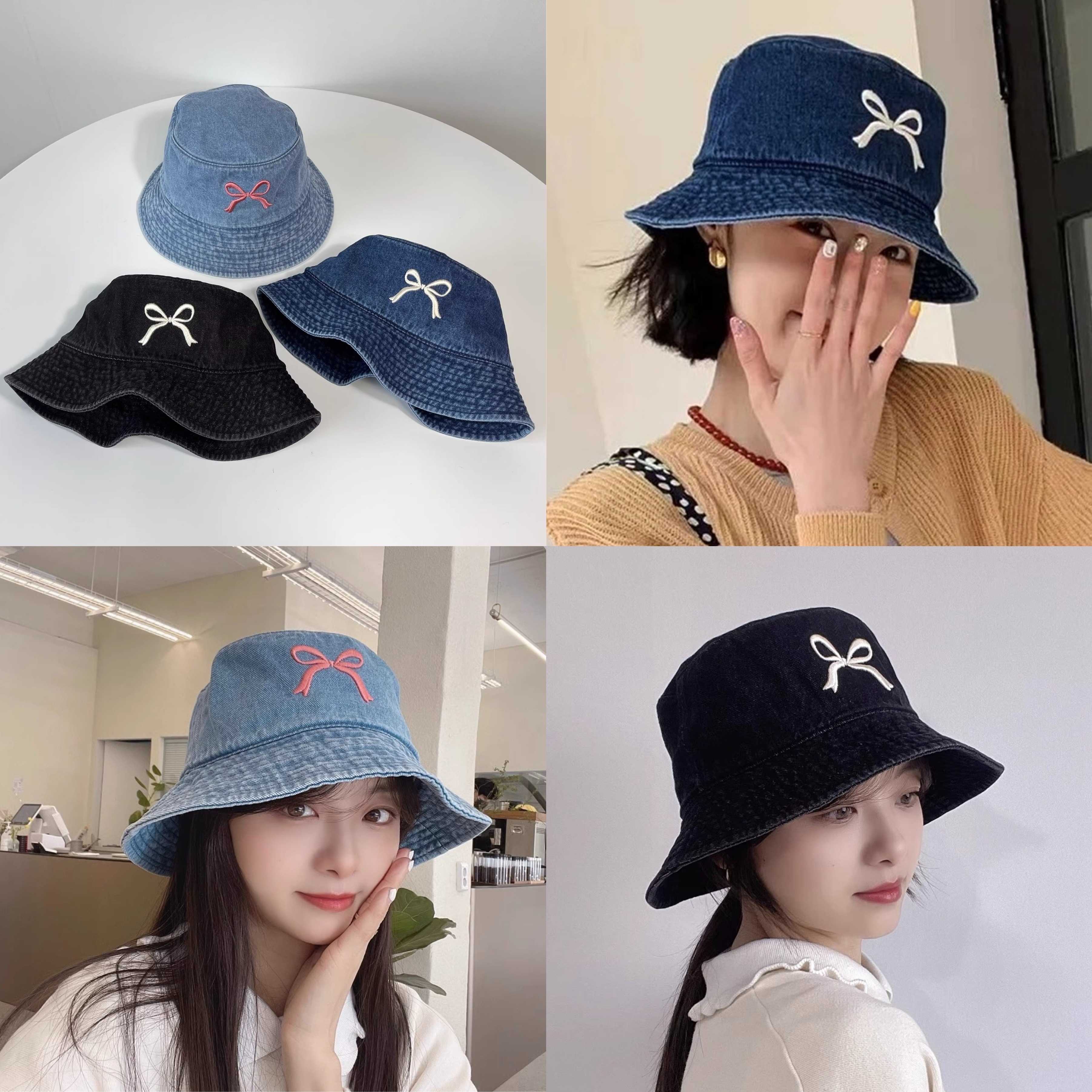 [PRE-ORDER] หมวก Bucket ผ้ายีนส์ปักลายโบว์ ทรงสวย ใส่สบาย | QH039