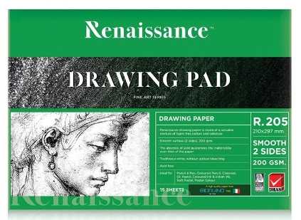 สมุดวาดเขียน Renaissance R.205 เรียบ A4 200g 15s