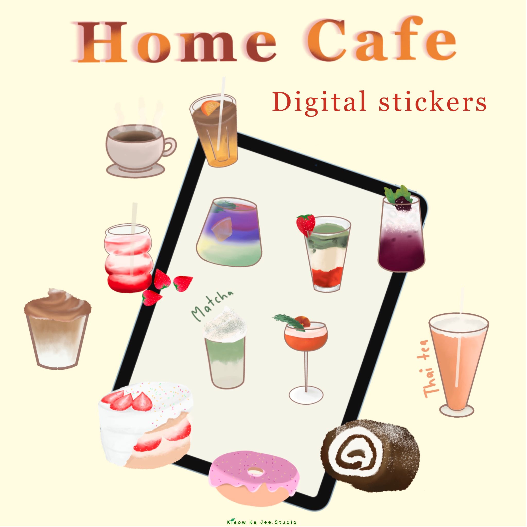 Digital stickers: home cafe collection