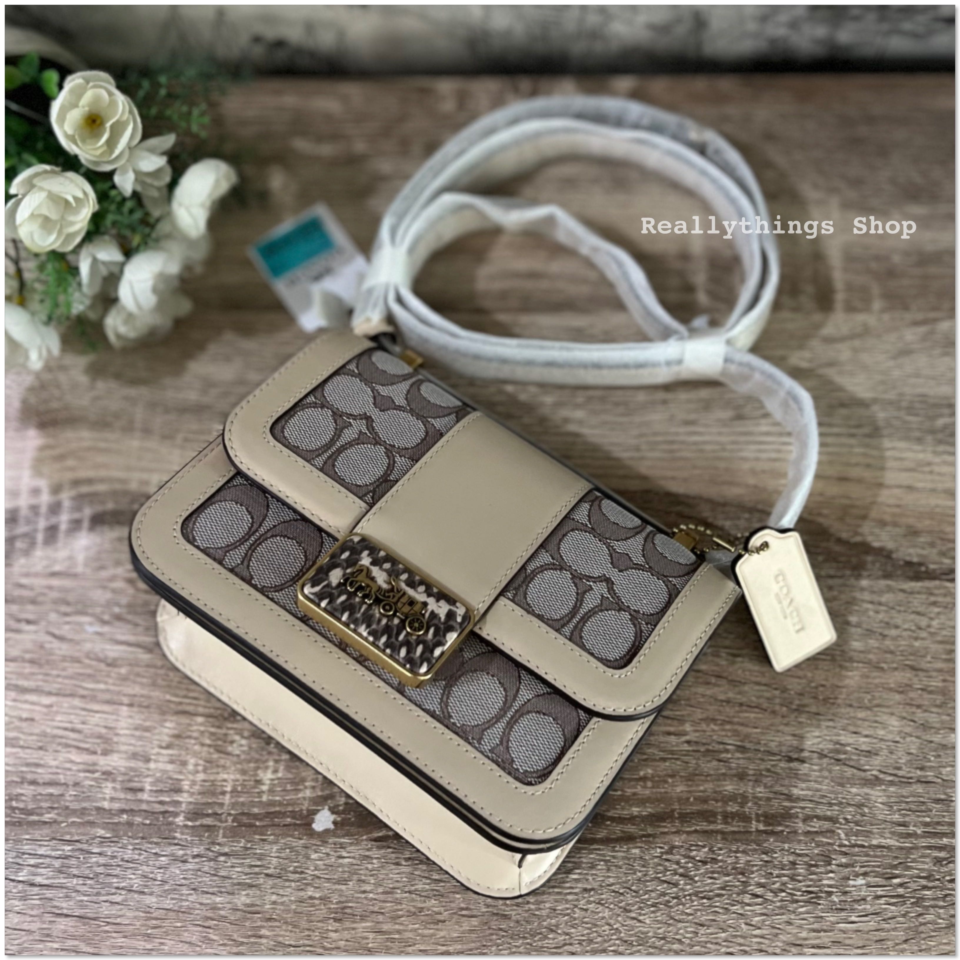 กระเป๋า Coach Signature Alie Bag 18 ( สี stone ivory )