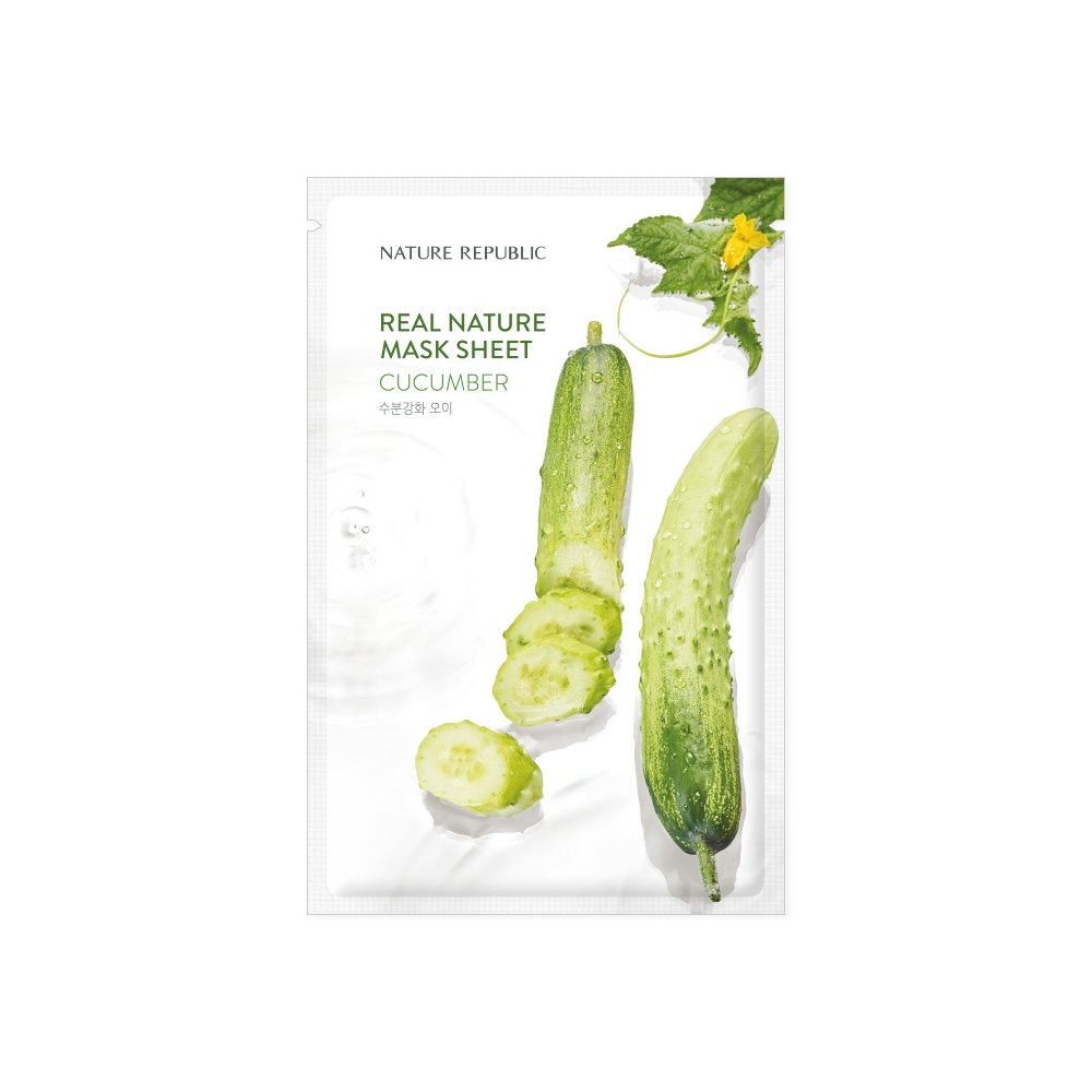 (1 แผ่น) REAL NATURE CUCUMBER MASK SHEET (23ML) มาส์กหน้าบำรุงผิว สูตรแตงกวา