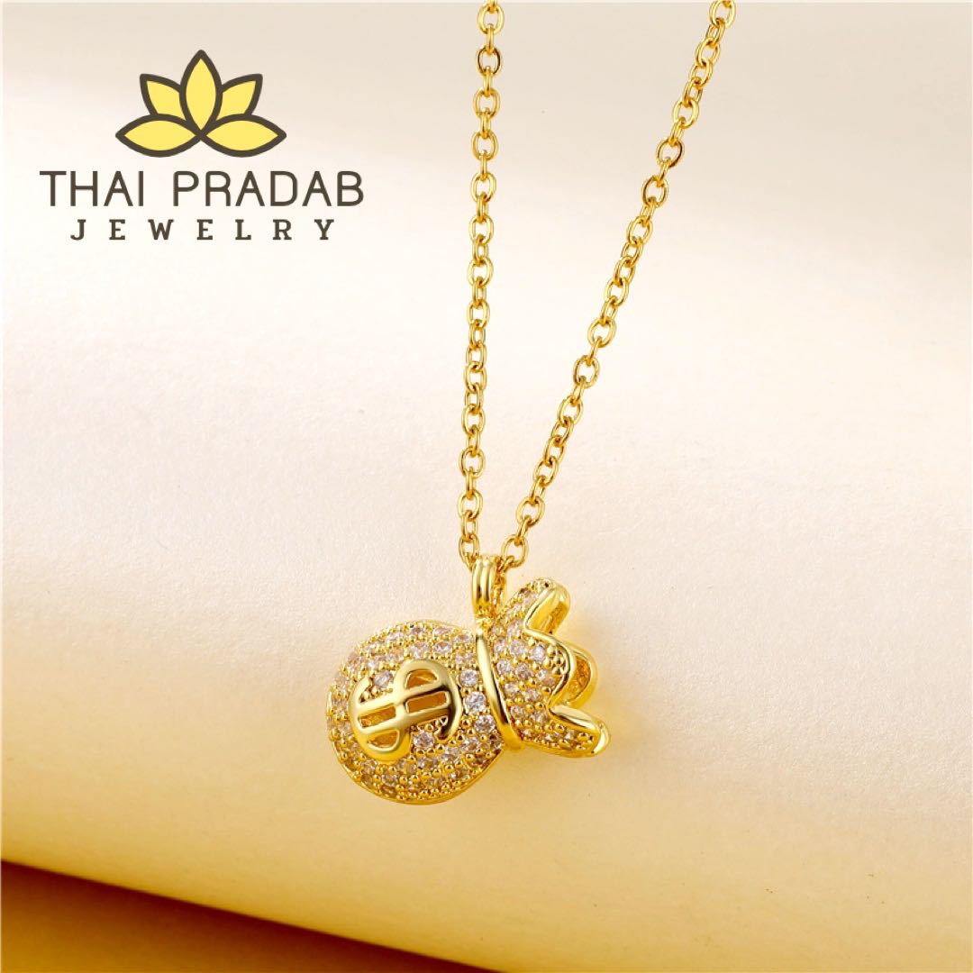 Thai Pradab สร้อยคอทองคำ 18k จี้เพชร สร้อยเพชร สร้อยคอแฟชั่น TPD027