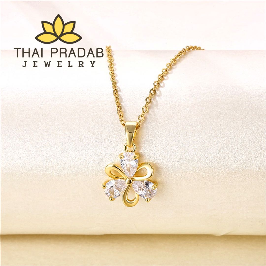 Thai Pradab สร้อยคอทองคำ 18k จี้เพชร สร้อยเพชร สร้อยคอแฟชั่น TPD033