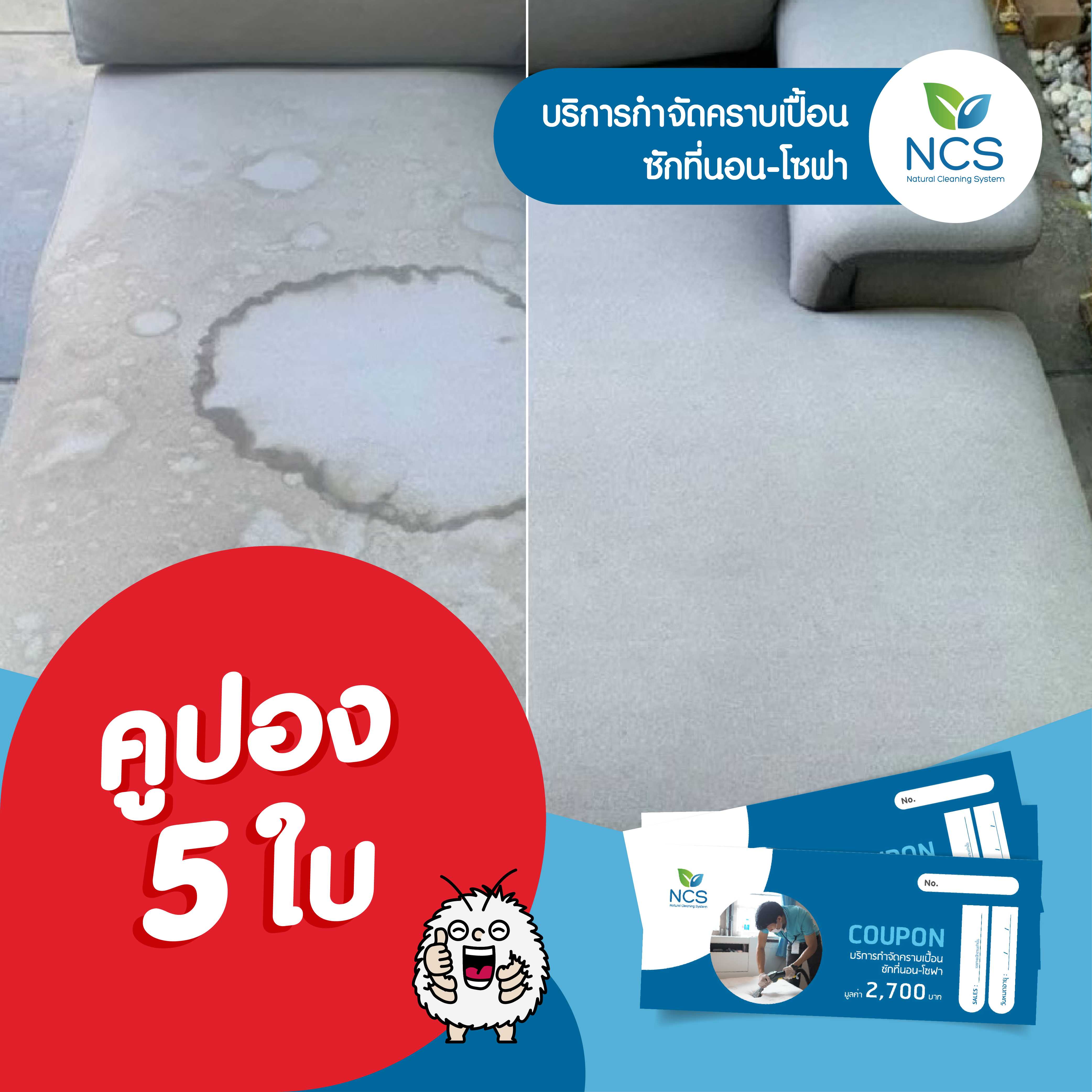 คูปองกำจัดคราบ ซักคราบเปื้อน 5 ใบ /5 Vouchers Stain Removal Service